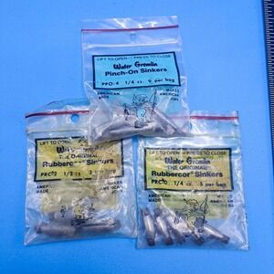 Water Gremlin Fishing Weights Sinkers Pinch-On Rubbercor Assorted Sizes USA Made